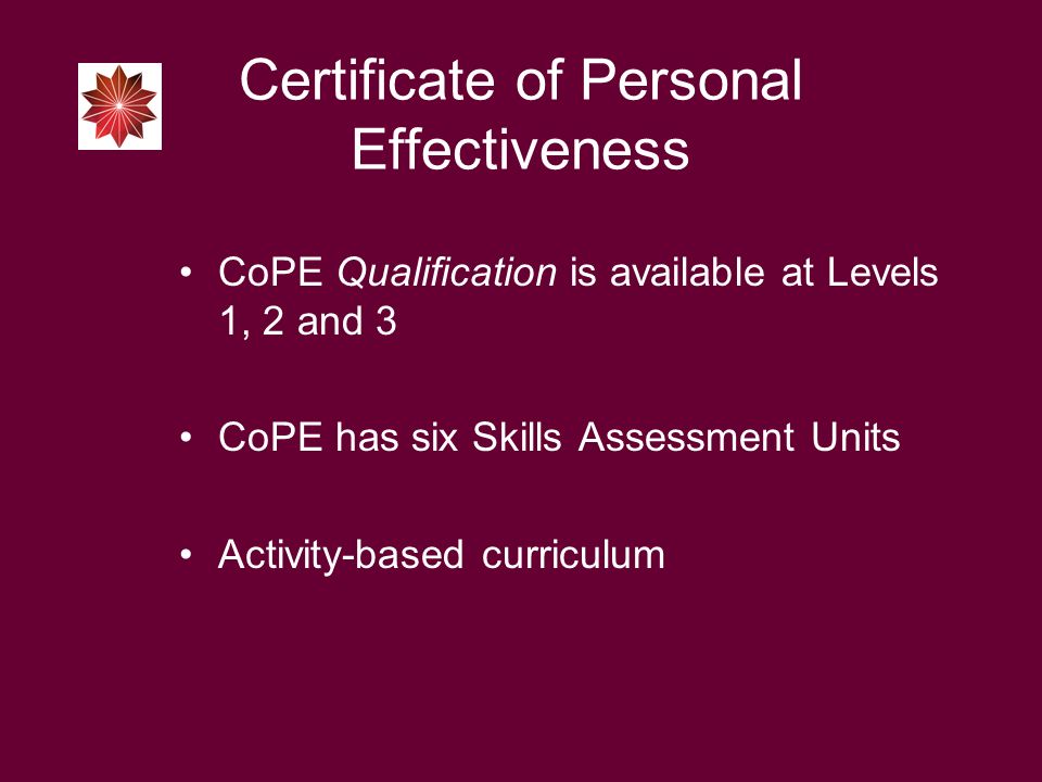 certificate of personal effectiveness